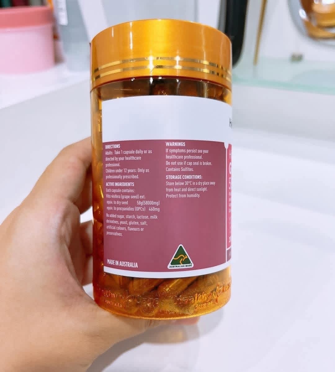 Healthy Care High Strength Grape Seed 58000mg 200Capsules - Image 2