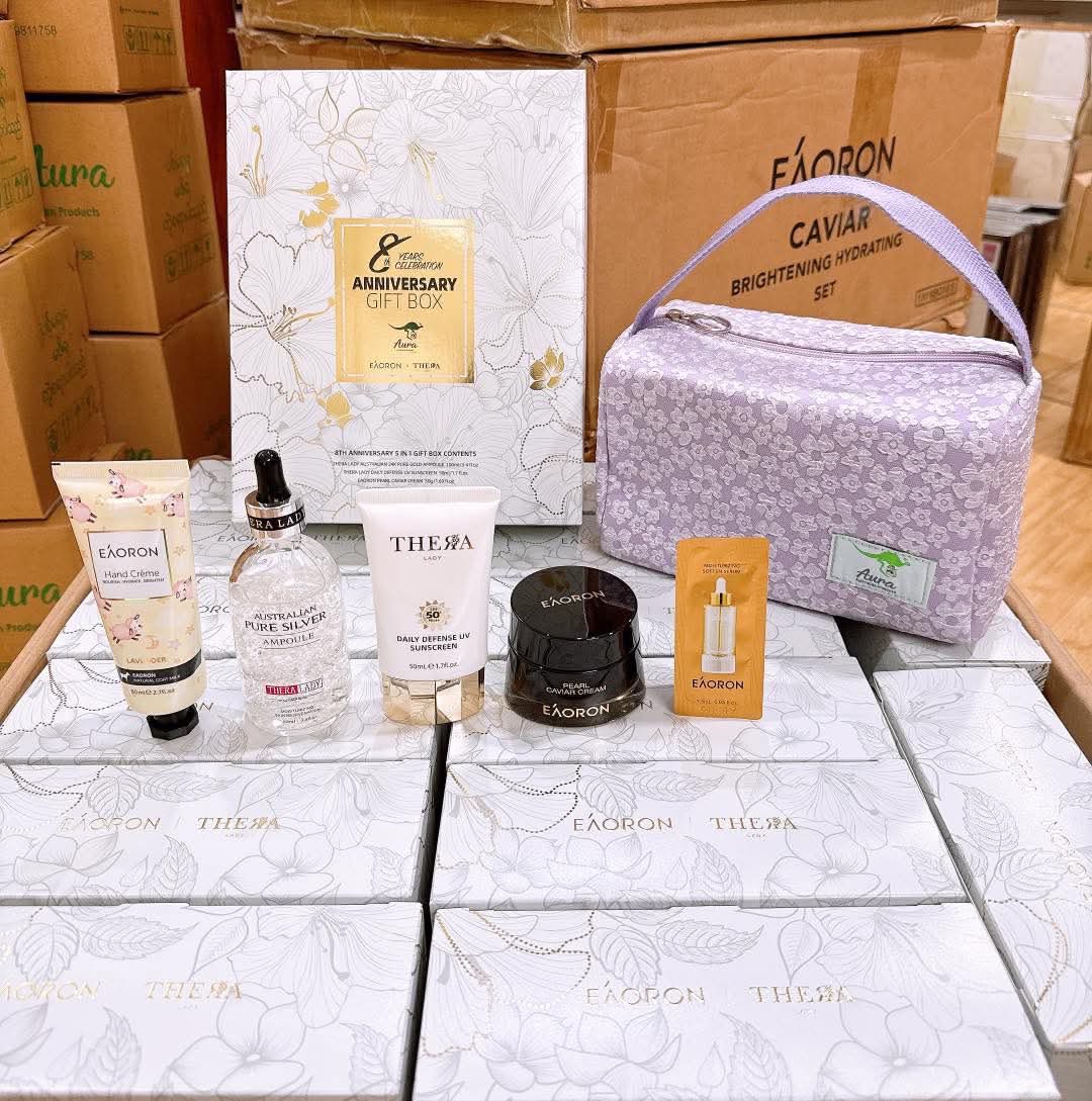 Aura 8th Gift Set With Ag Silver Serum Set (Aura Lucky Clover Bag Present)